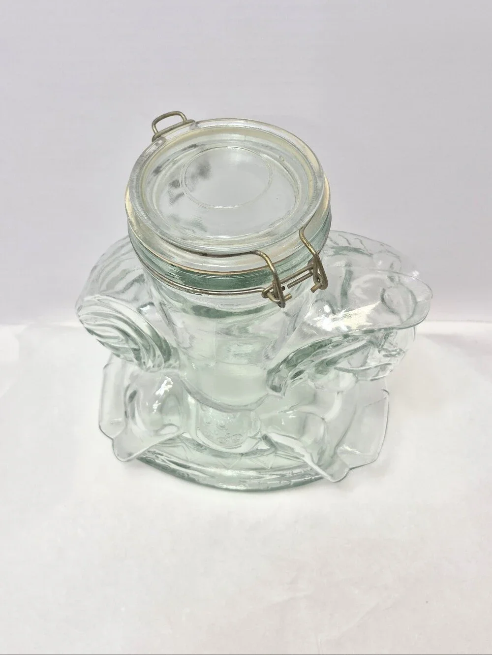 Large Vintage Glass Rocking Horse Hinged Jar